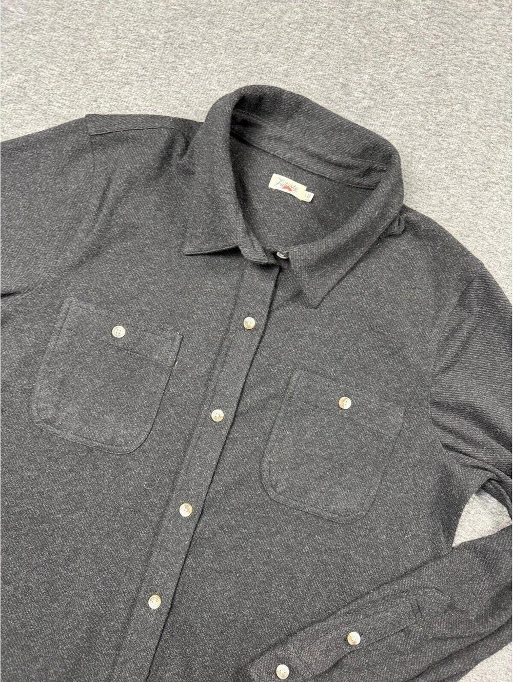 Faherty Men's LARGE Legend Sweater Shirt Charcoal Grey Heather Stretch Button Up
